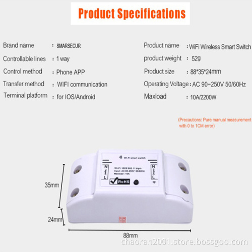 OEM Intelligent Saving 220V EU US UK Electrical Wireless Remote Control Smart Wifi Water Heater Wall Light Power Switch